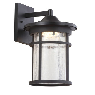 Campo Outdoor Wall Lantern Crackled Glass/Metal Integrated LED Wall Sconce - JONATHAN Y